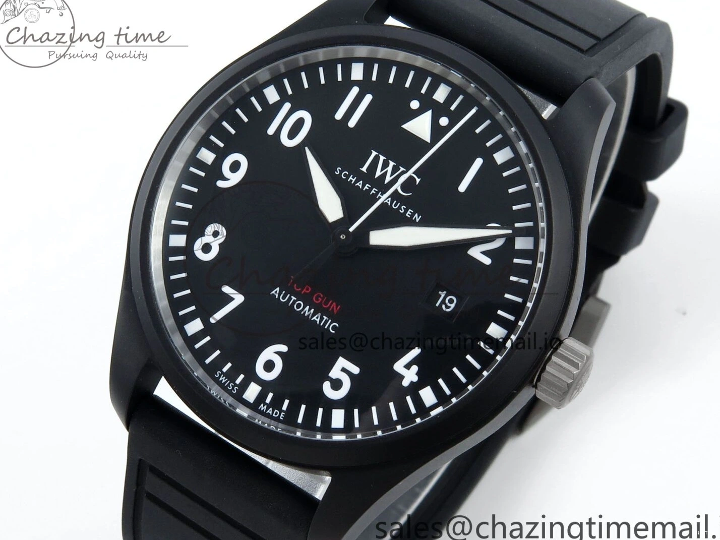MIROTIME 0424 Pilot Top Gun IW326901 M+F 1:1 Best Edition Black Dial on Black Rubber Strap A SportInspired 6999